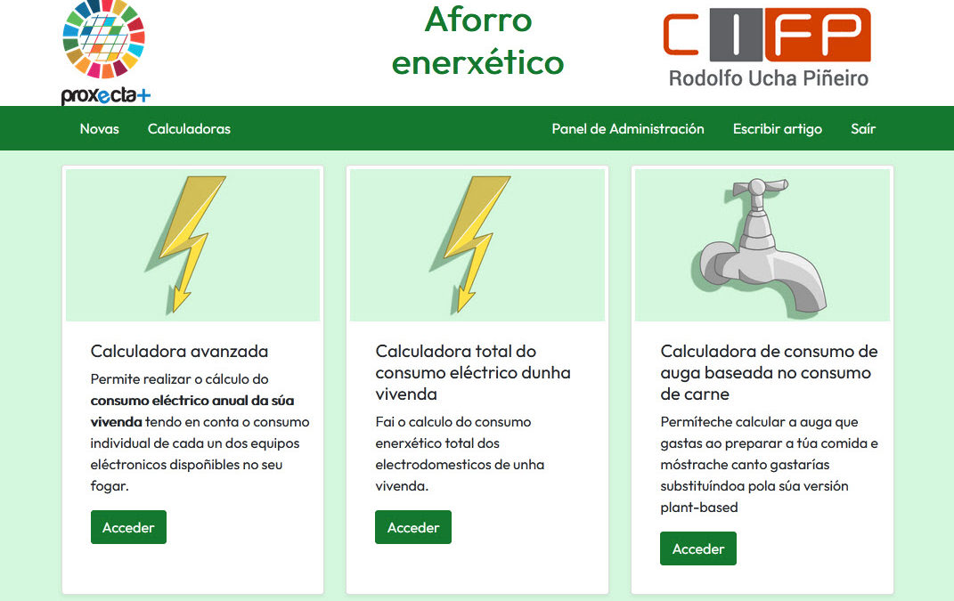 Sitio web para concienciar sobre o aforro enerxético